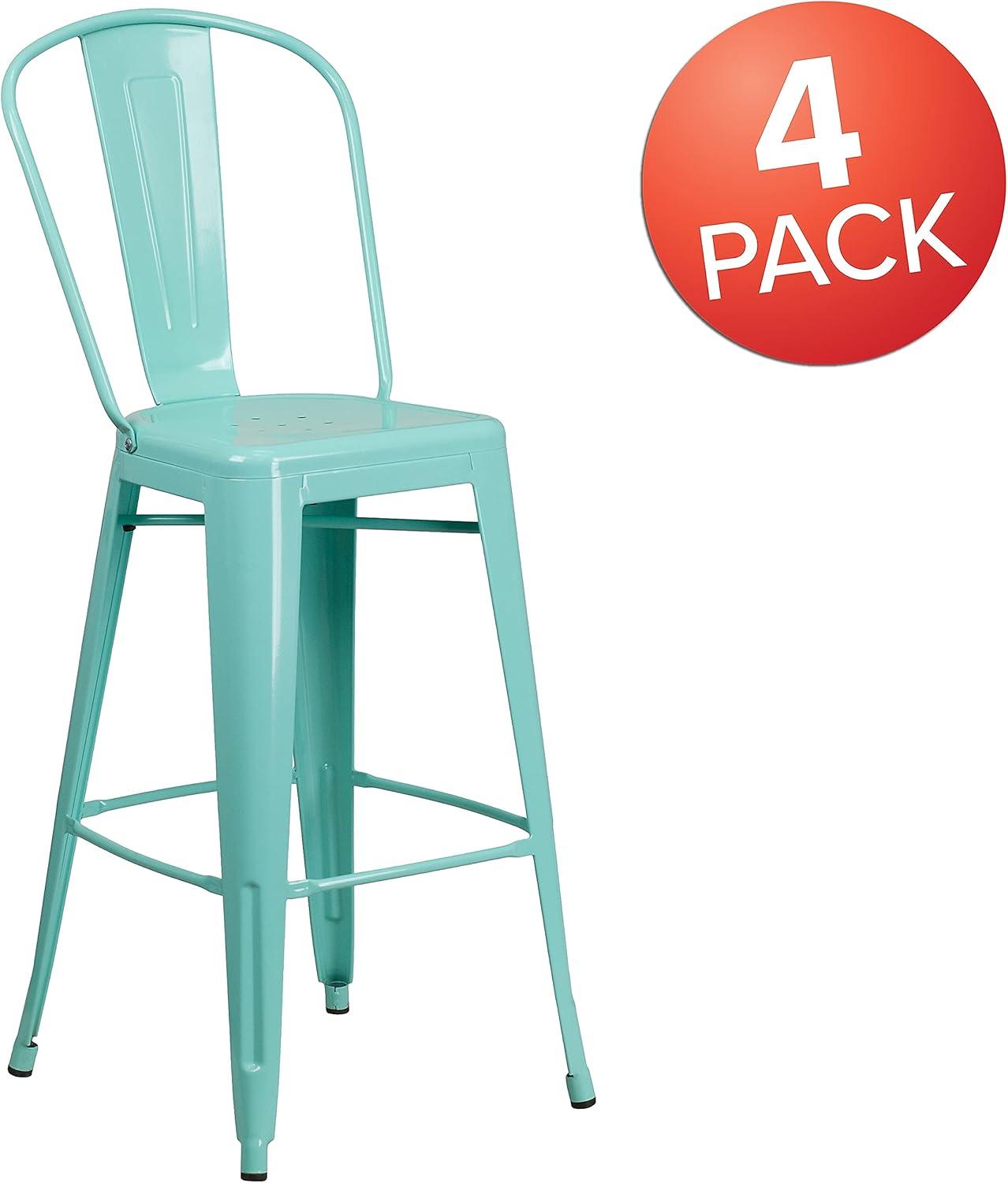 image:imageFlash Furniture Commercial Grade 30 High Black Metal IndoorOutdoor Barstool with Removable BackMint Green