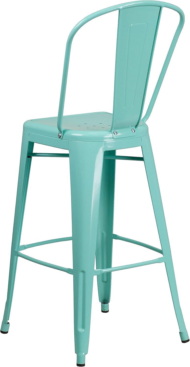 image:imageFlash Furniture Commercial Grade 30 High Black Metal IndoorOutdoor Barstool with Removable BackMint Green
