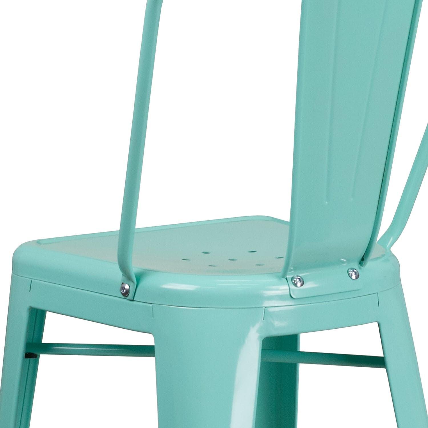 image:imageFlash Furniture Commercial Grade 30 High Black Metal IndoorOutdoor Barstool with Removable BackMint Green