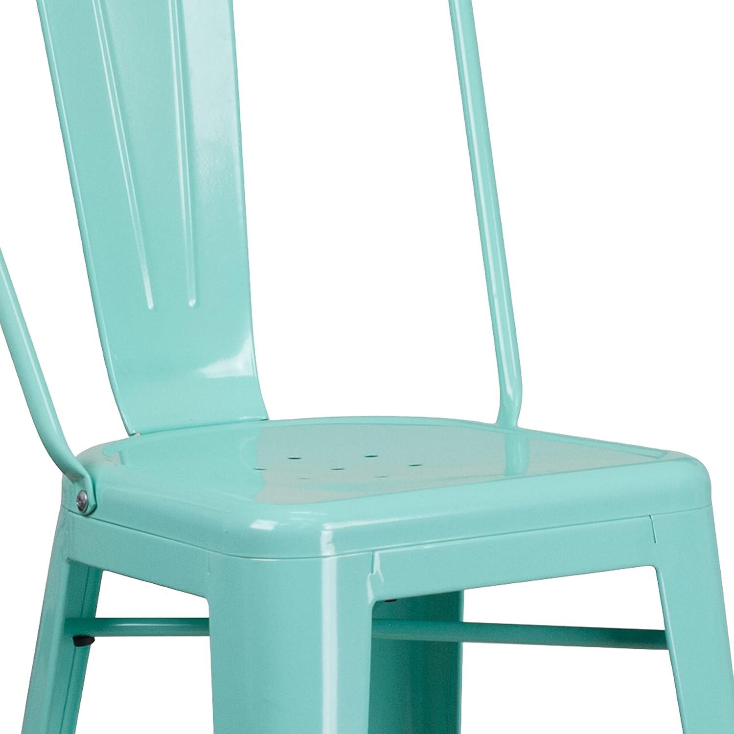 image:imageFlash Furniture Commercial Grade 30 High Black Metal IndoorOutdoor Barstool with Removable BackMint Green