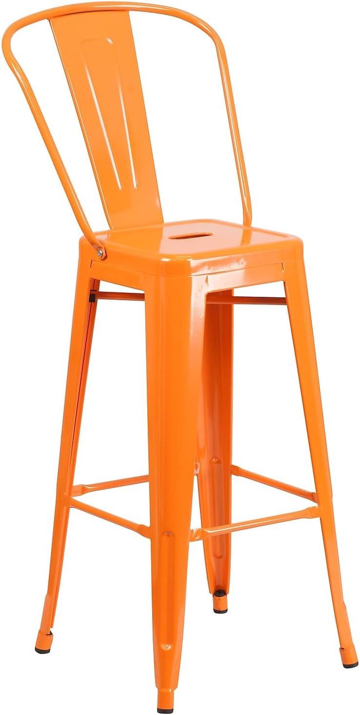image:imageFlash Furniture Commercial Grade 30 High Black Metal IndoorOutdoor Barstool with Removable BackOrange