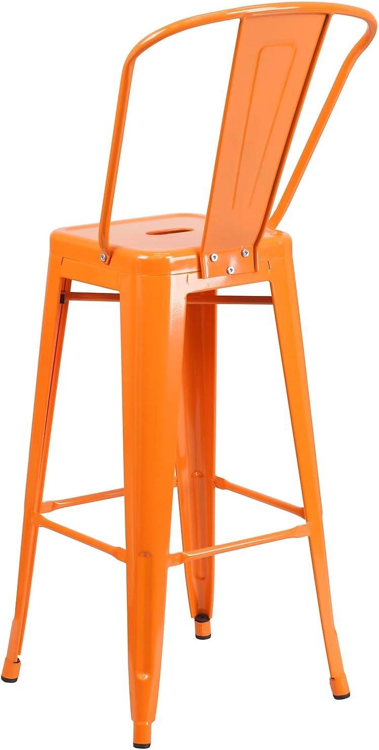 image:imageFlash Furniture Commercial Grade 30 High Black Metal IndoorOutdoor Barstool with Removable BackOrange
