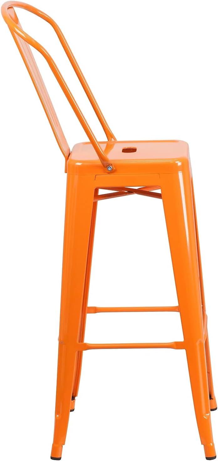 image:imageFlash Furniture Commercial Grade 30 High Black Metal IndoorOutdoor Barstool with Removable BackOrange