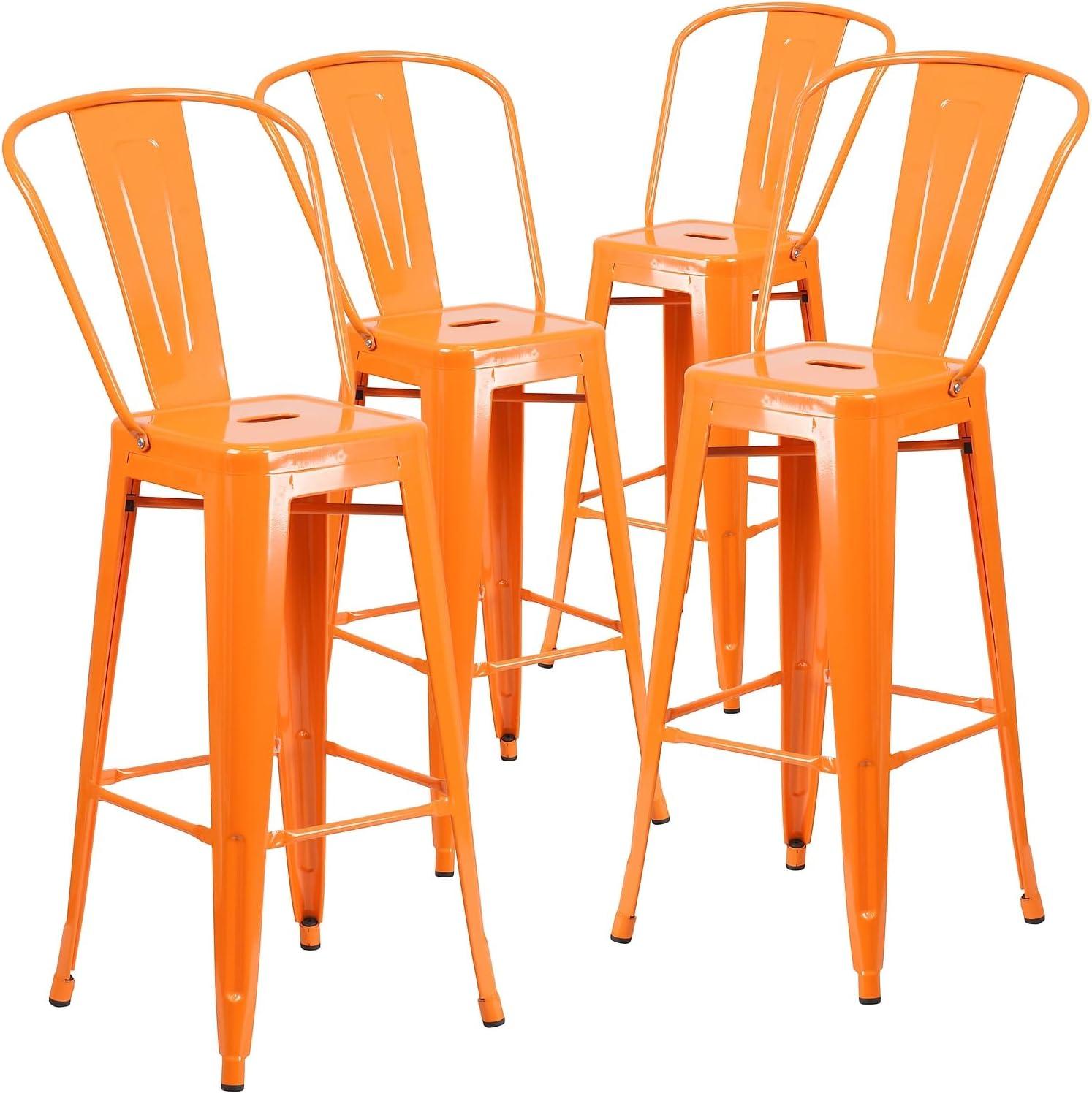 image:imageFlash Furniture Commercial Grade 30 High Black Metal IndoorOutdoor Barstool with Removable BackOrange