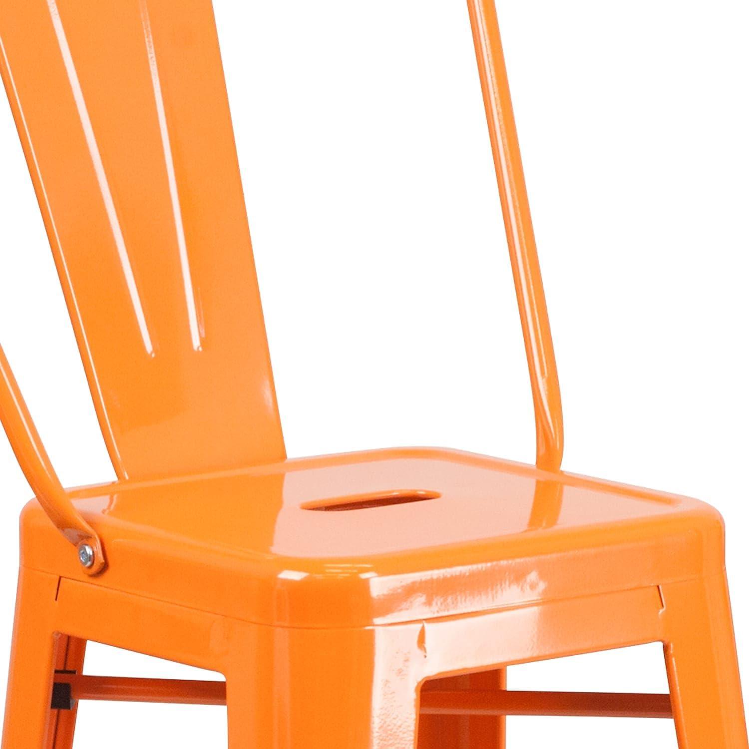 image:imageFlash Furniture Commercial Grade 30 High Black Metal IndoorOutdoor Barstool with Removable BackOrange