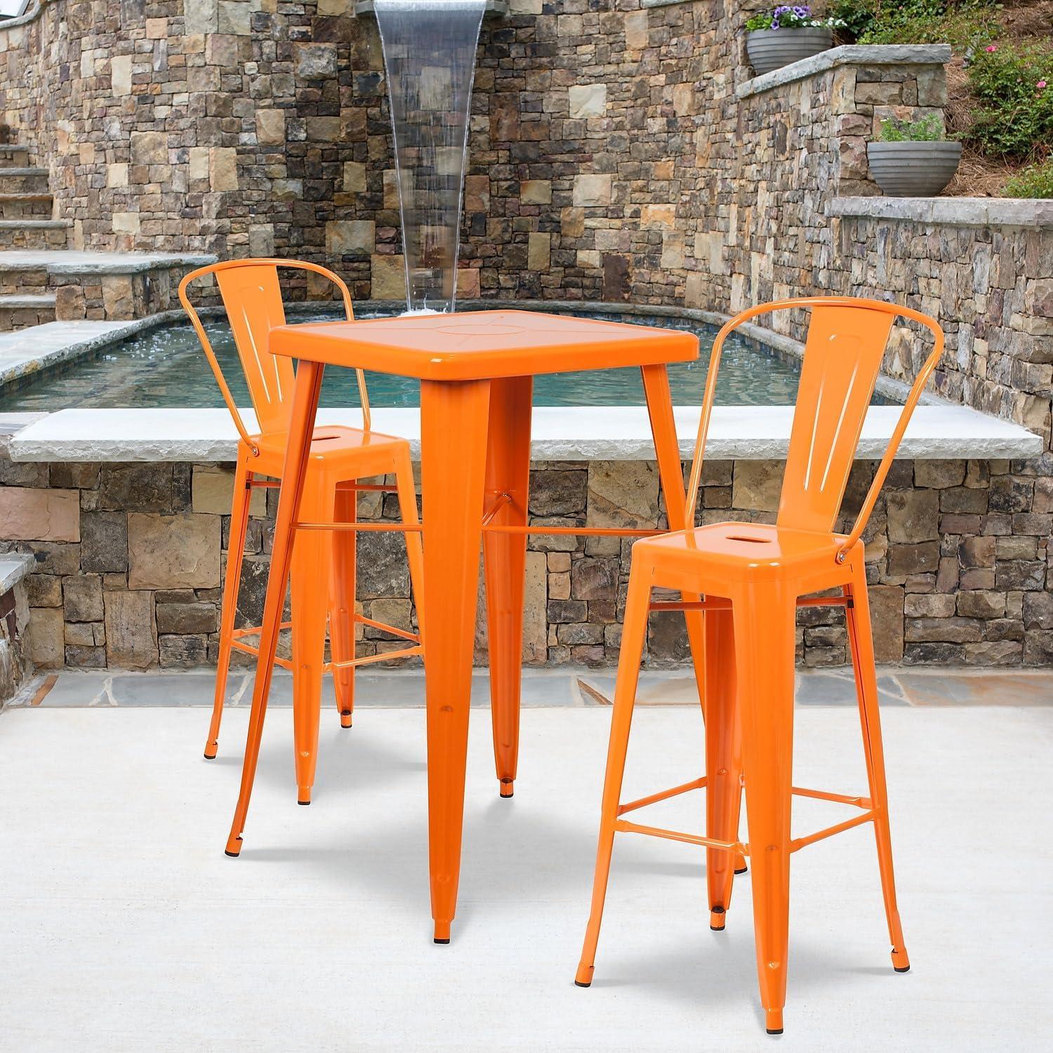image:imageFlash Furniture Commercial Grade 30 High Black Metal IndoorOutdoor Barstool with Removable BackOrange