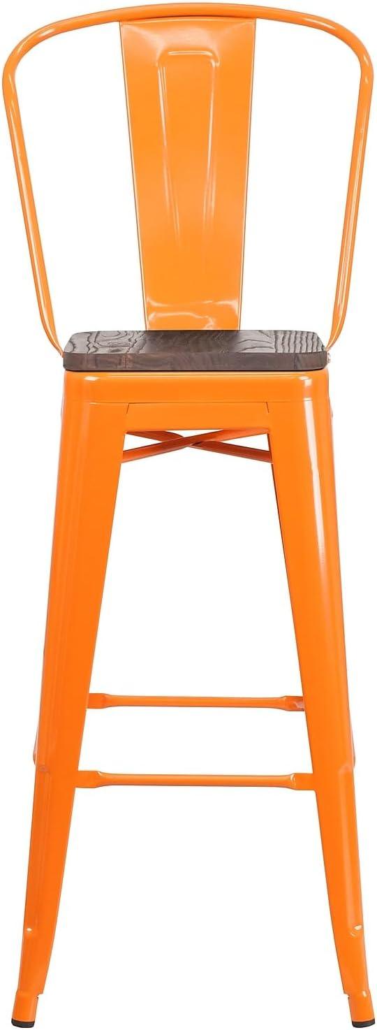 image:imageFlash Furniture Commercial Grade 30 High Black Metal IndoorOutdoor Barstool with Removable BackOrange