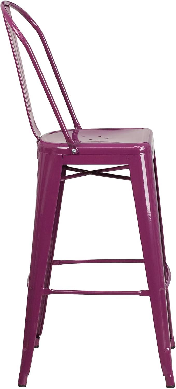 image:imageFlash Furniture Commercial Grade 30 High Black Metal IndoorOutdoor Barstool with Removable BackPurple