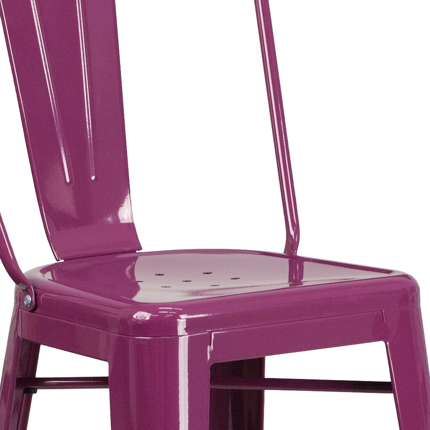 image:imageFlash Furniture Commercial Grade 30 High Black Metal IndoorOutdoor Barstool with Removable BackPurple