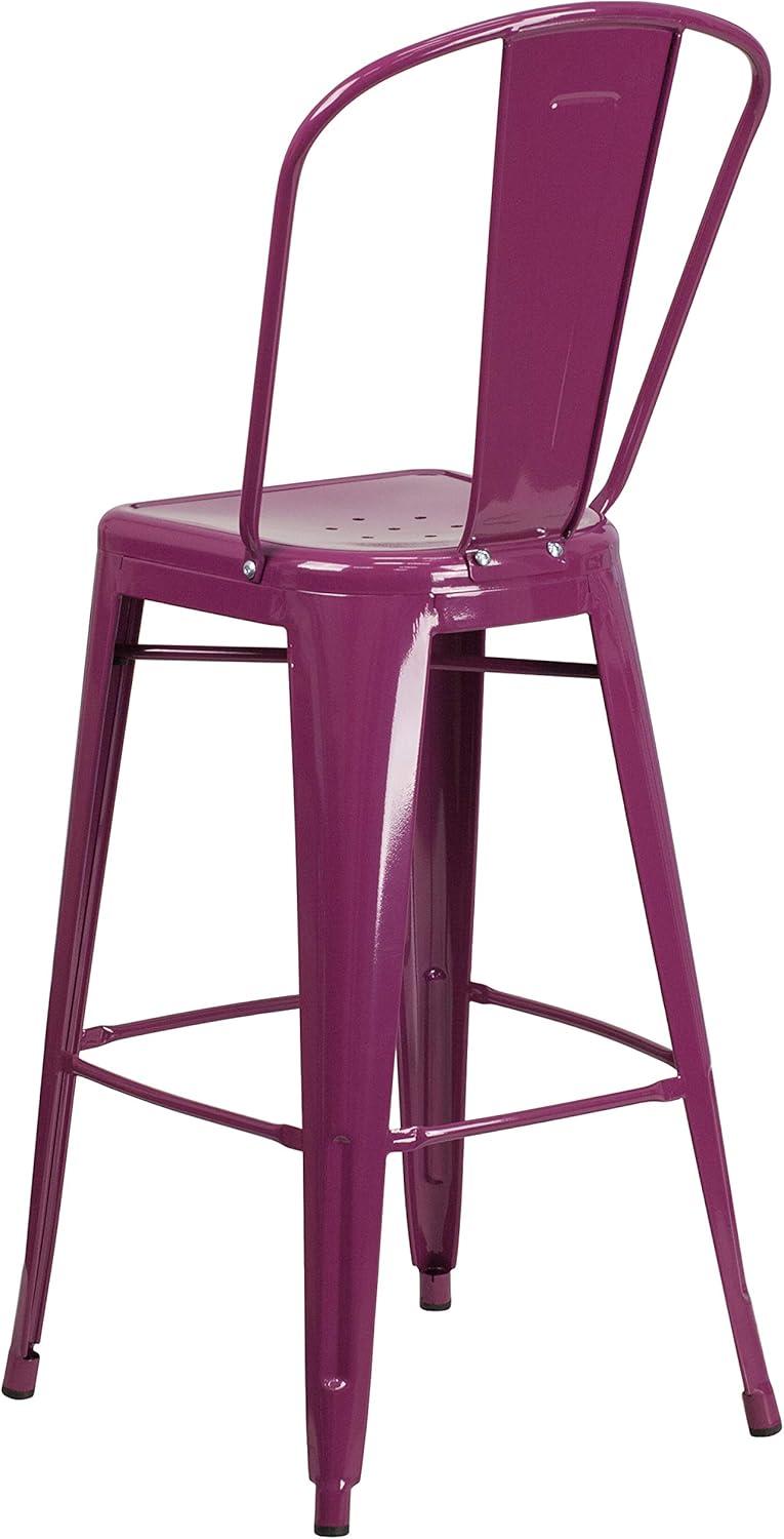 image:imageFlash Furniture Commercial Grade 30 High Black Metal IndoorOutdoor Barstool with Removable BackPurple