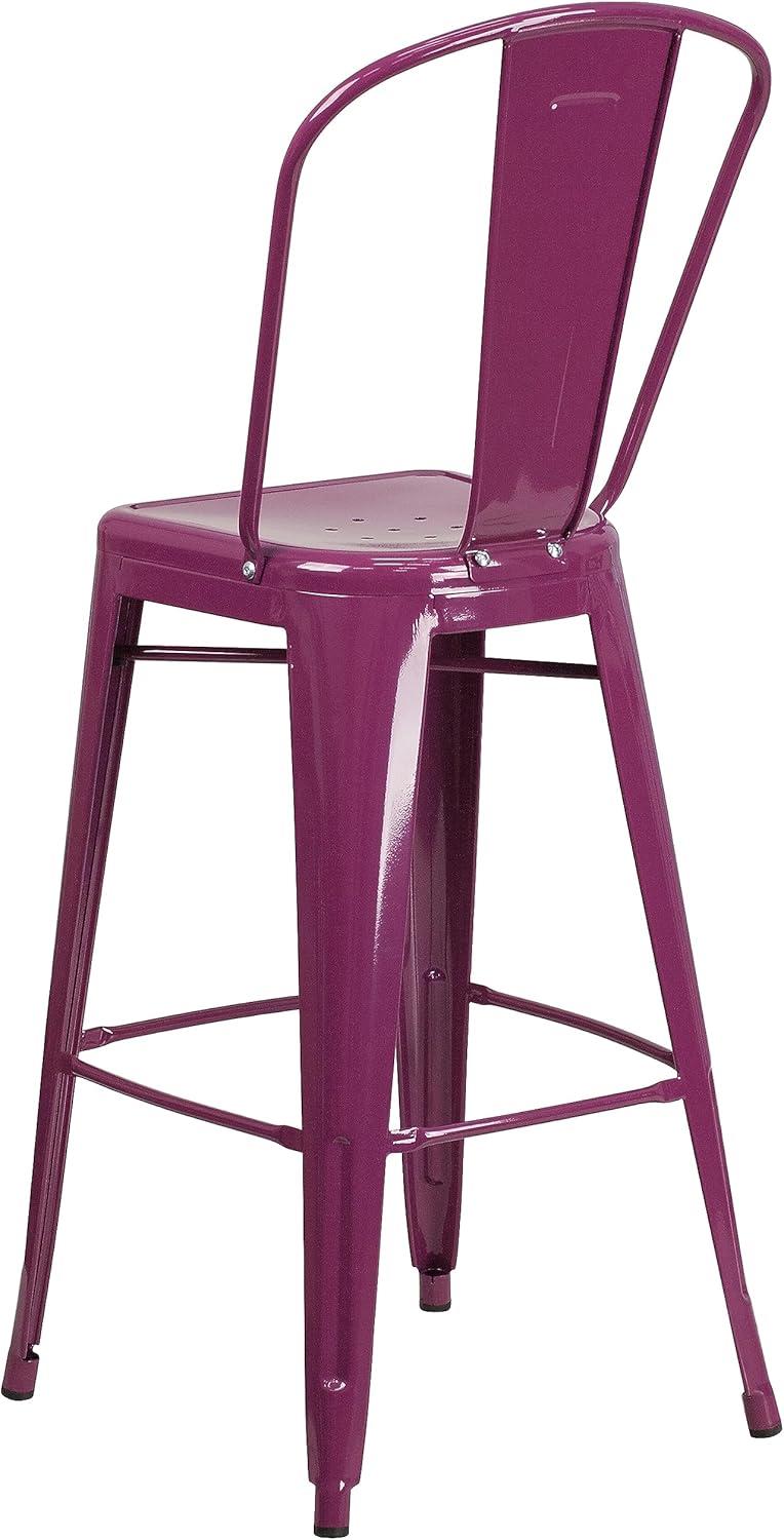 image:imageFlash Furniture Commercial Grade 30 High Black Metal IndoorOutdoor Barstool with Removable BackPurple