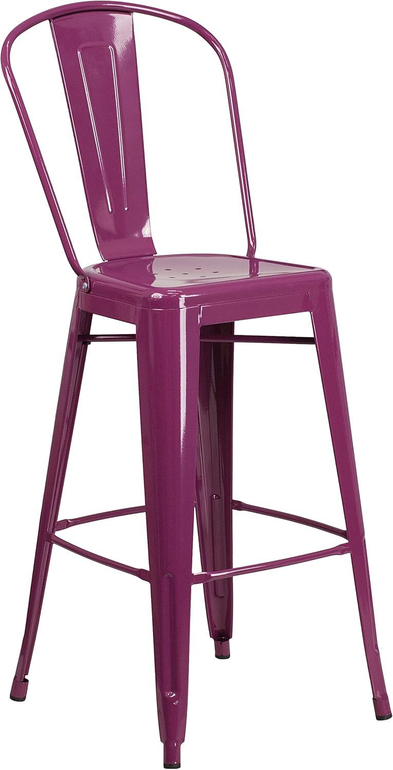image:imageFlash Furniture Commercial Grade 30 High Black Metal IndoorOutdoor Barstool with Removable BackPurple