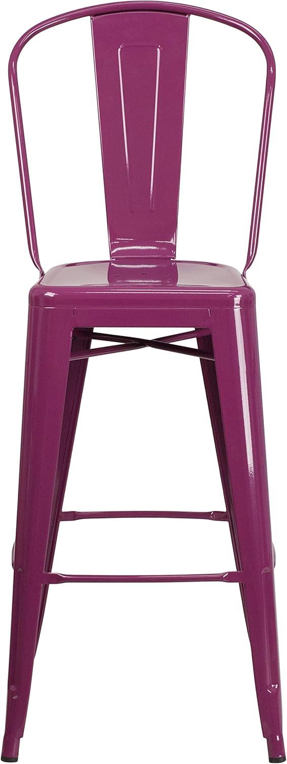image:imageFlash Furniture Commercial Grade 30 High Black Metal IndoorOutdoor Barstool with Removable BackPurple