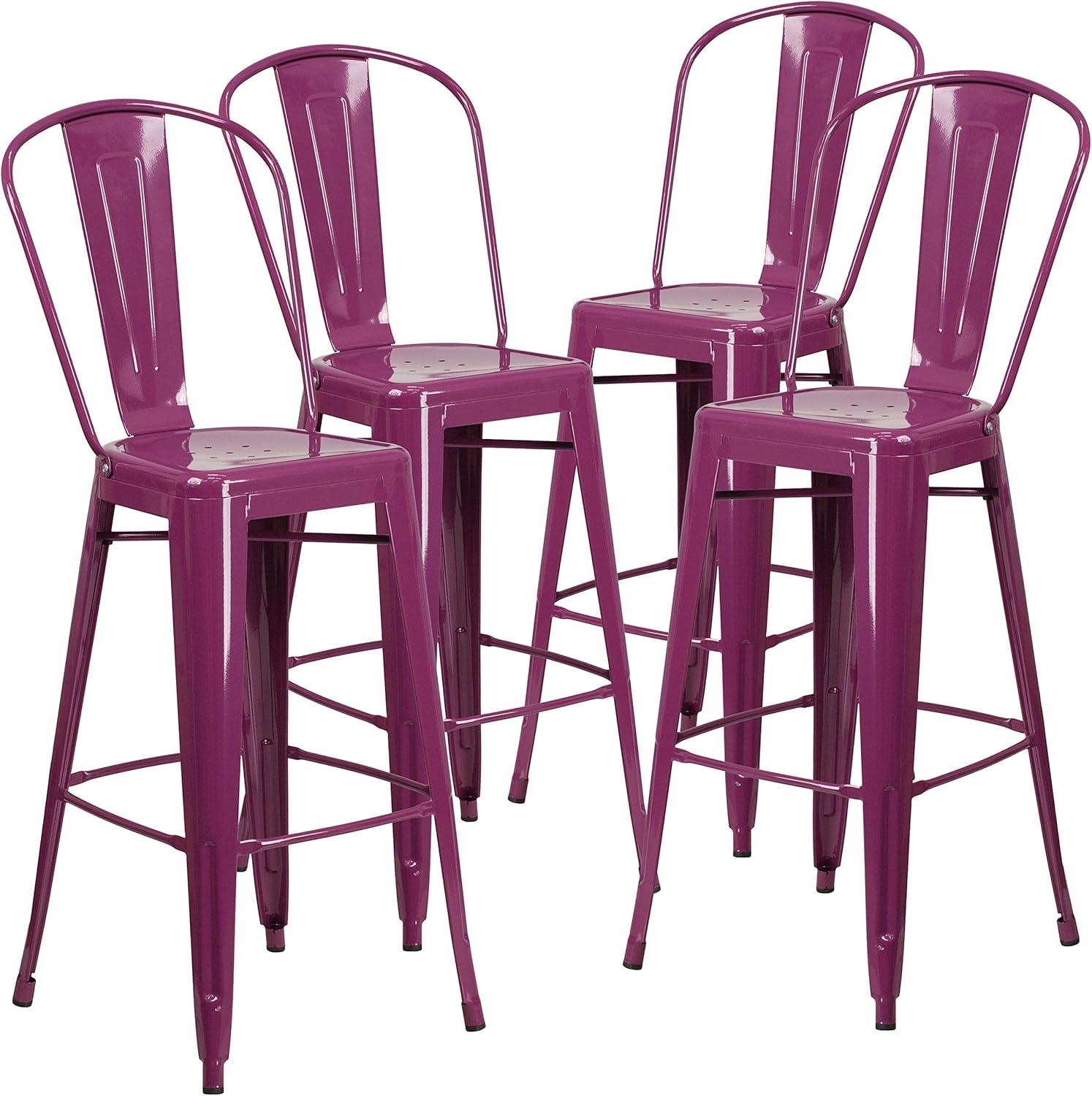image:imageFlash Furniture Commercial Grade 30 High Black Metal IndoorOutdoor Barstool with Removable BackPurple