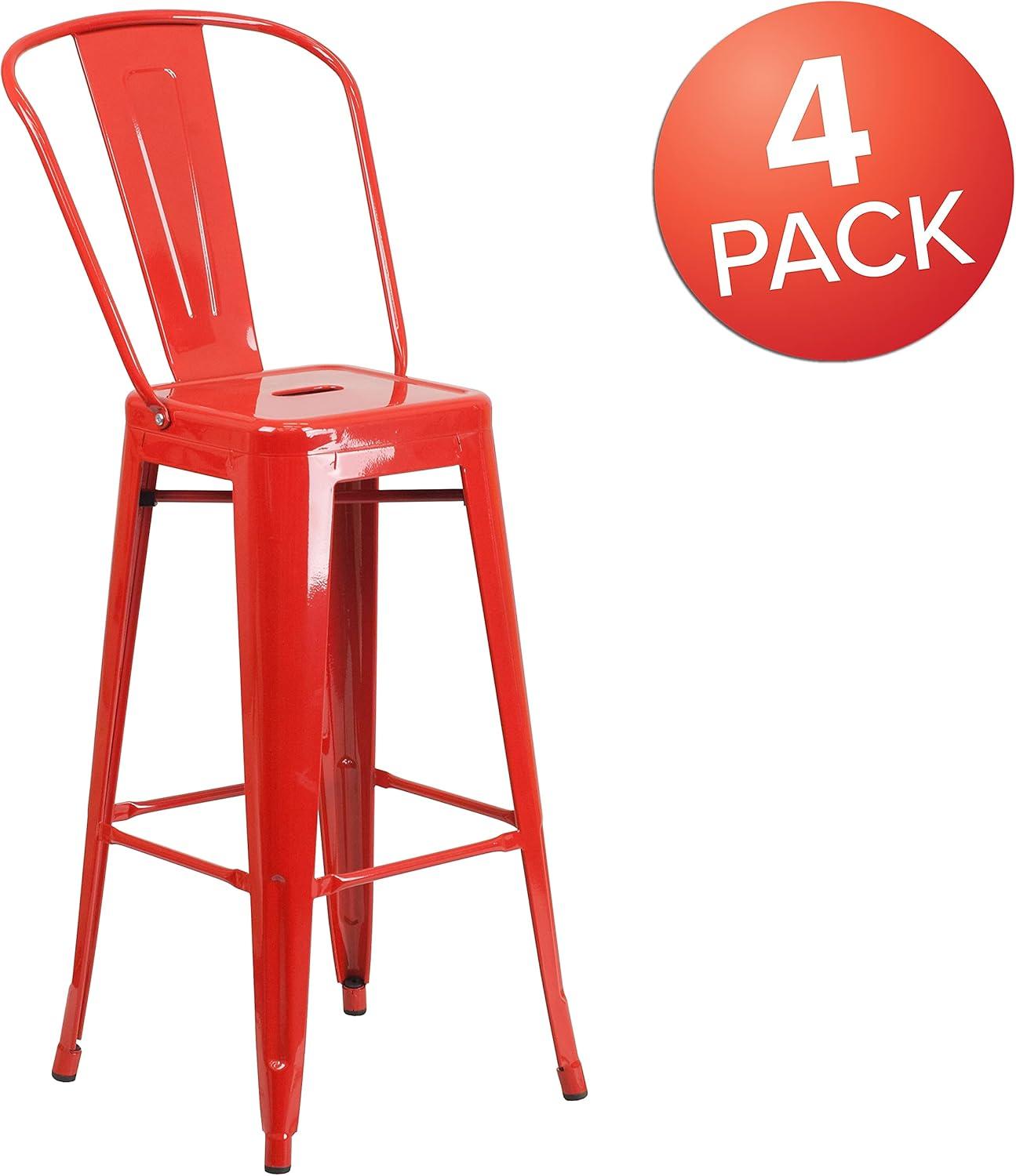 image:imageFlash Furniture Commercial Grade 30 High Black Metal IndoorOutdoor Barstool with Removable BackRed