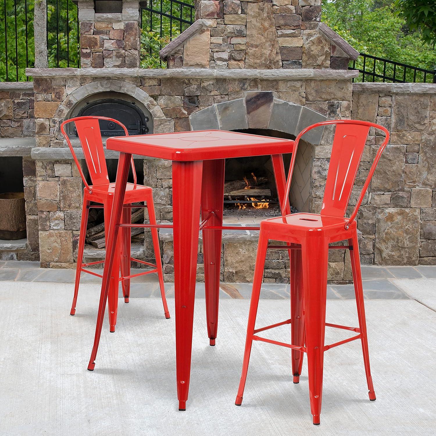 image:imageFlash Furniture Commercial Grade 30 High Black Metal IndoorOutdoor Barstool with Removable BackRed