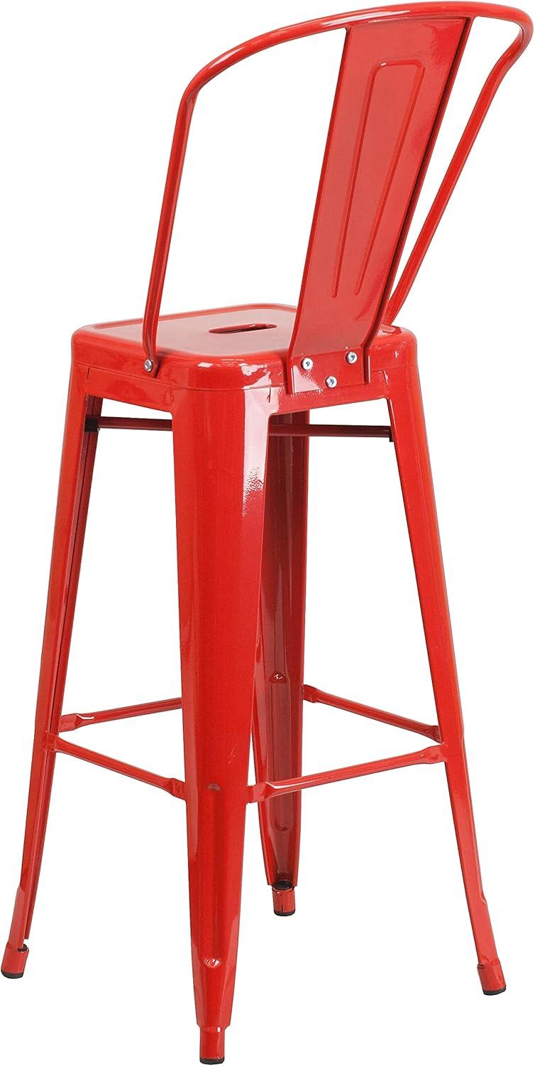 image:imageFlash Furniture Commercial Grade 30 High Black Metal IndoorOutdoor Barstool with Removable BackRed