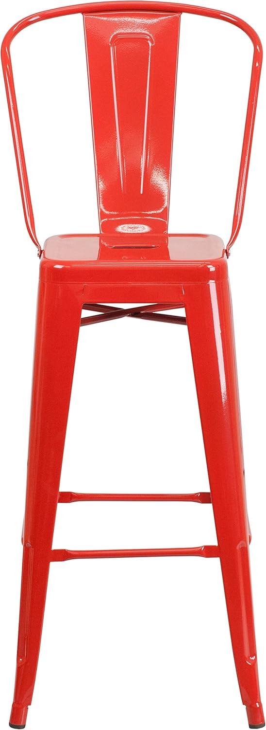 image:imageFlash Furniture Commercial Grade 30 High Black Metal IndoorOutdoor Barstool with Removable BackRed