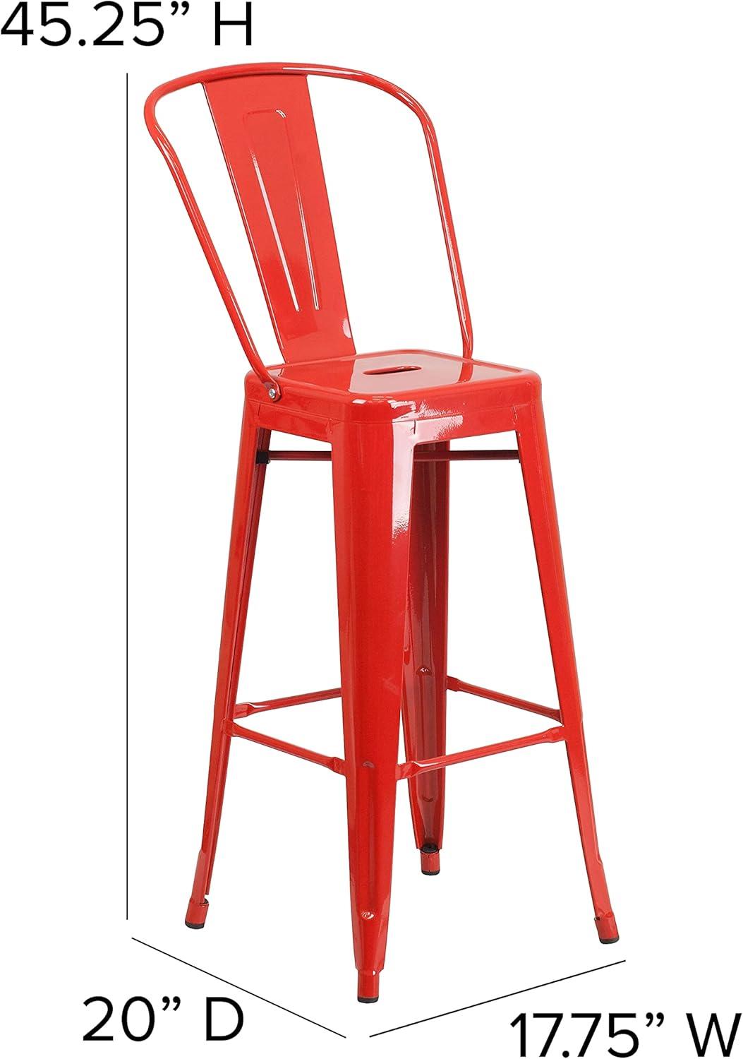 image:imageFlash Furniture Commercial Grade 30 High Black Metal IndoorOutdoor Barstool with Removable BackRed
