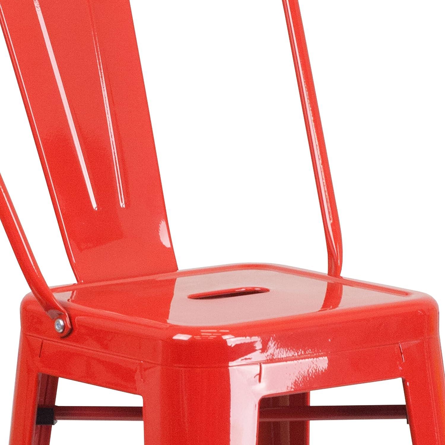 image:imageFlash Furniture Commercial Grade 30 High Black Metal IndoorOutdoor Barstool with Removable BackRed