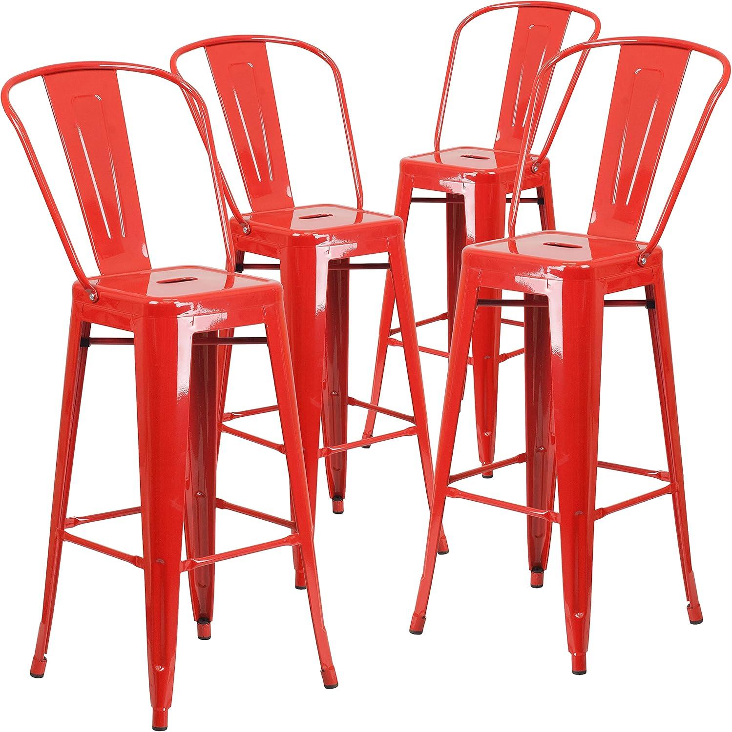 image:imageFlash Furniture Commercial Grade 30 High Black Metal IndoorOutdoor Barstool with Removable BackRed