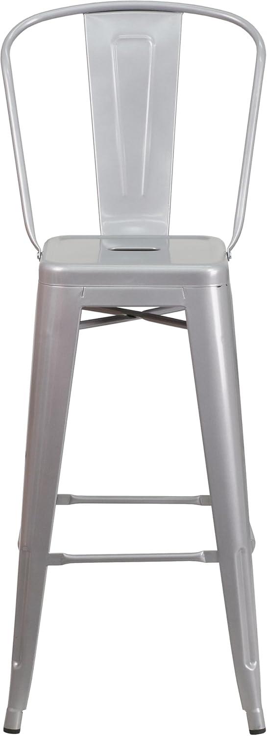 image:imageFlash Furniture Commercial Grade 30 High Black Metal IndoorOutdoor Barstool with Removable BackSilver