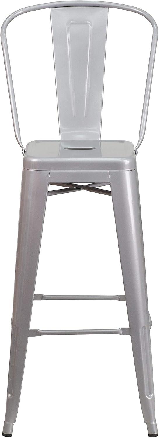 image:imageFlash Furniture Commercial Grade 30 High Black Metal IndoorOutdoor Barstool with Removable BackSilver