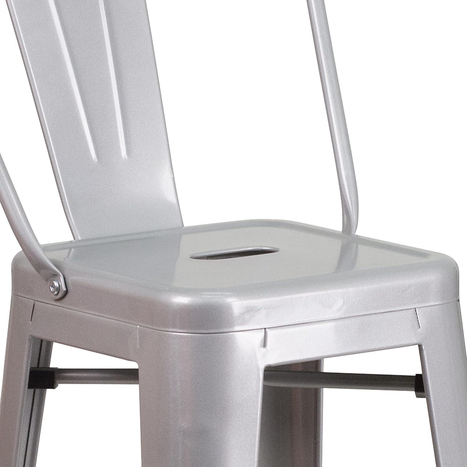 image:imageFlash Furniture Commercial Grade 30 High Black Metal IndoorOutdoor Barstool with Removable BackSilver