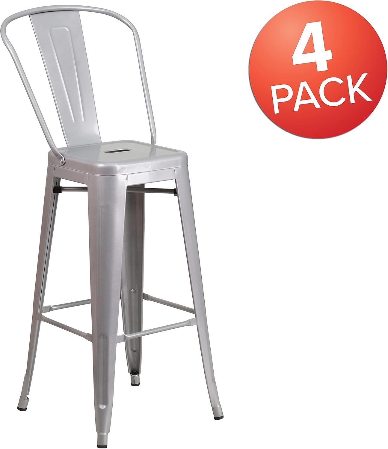 image:imageFlash Furniture Commercial Grade 30 High Black Metal IndoorOutdoor Barstool with Removable BackSilver
