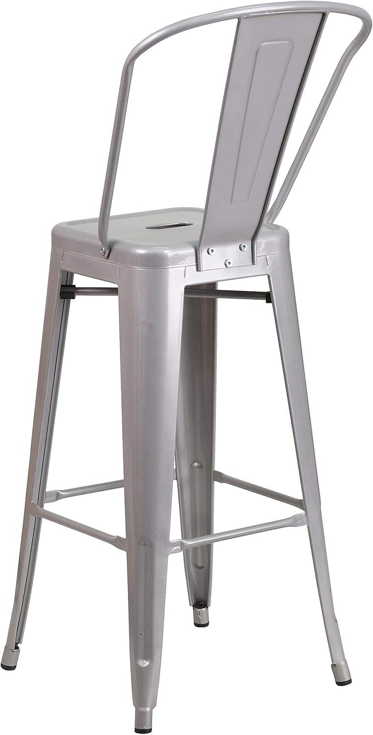image:imageFlash Furniture Commercial Grade 30 High Black Metal IndoorOutdoor Barstool with Removable BackSilver