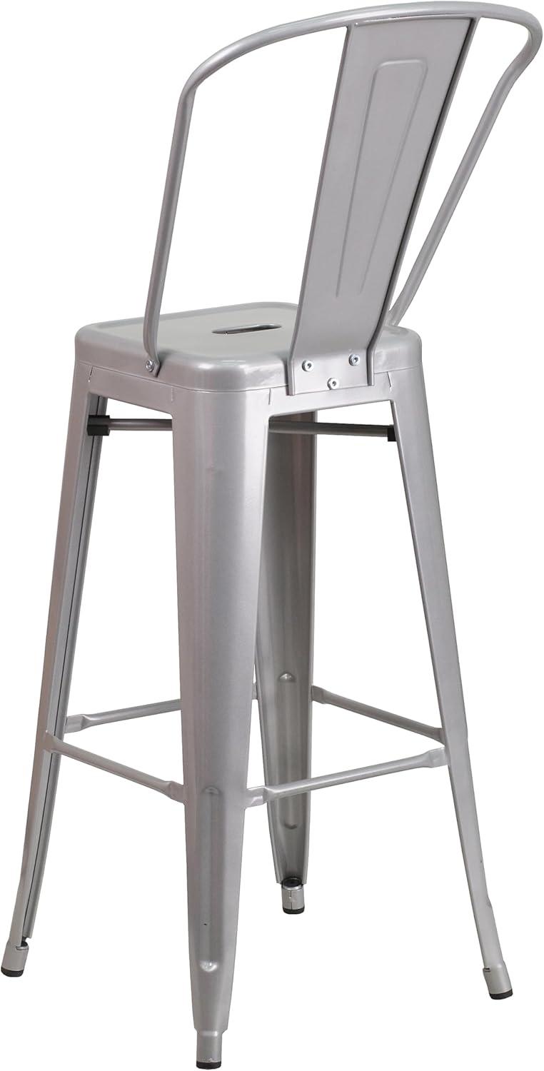 image:imageFlash Furniture Commercial Grade 30 High Black Metal IndoorOutdoor Barstool with Removable BackSilver