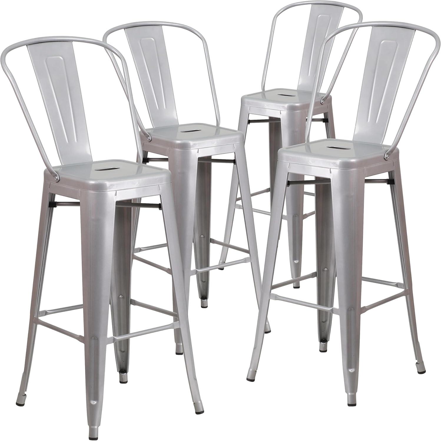 image:imageFlash Furniture Commercial Grade 30 High Black Metal IndoorOutdoor Barstool with Removable BackSilver