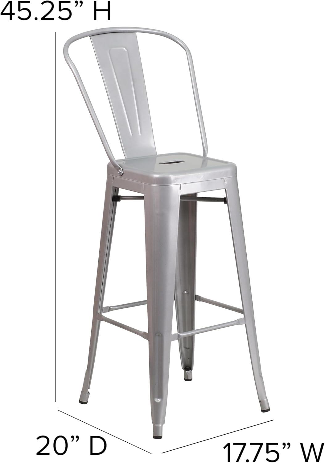 image:imageFlash Furniture Commercial Grade 30 High Black Metal IndoorOutdoor Barstool with Removable BackSilver