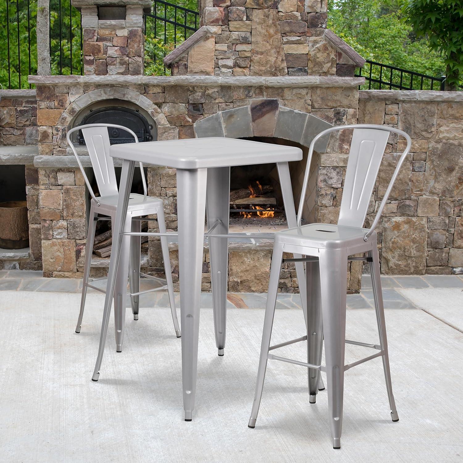 image:imageFlash Furniture Commercial Grade 30 High Black Metal IndoorOutdoor Barstool with Removable BackSilver