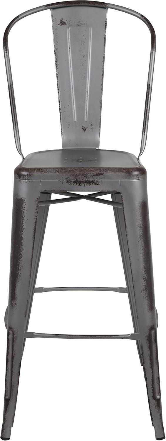 image:imageFlash Furniture Commercial Grade 30 High Black Metal IndoorOutdoor Barstool with Removable BackSilver Gray