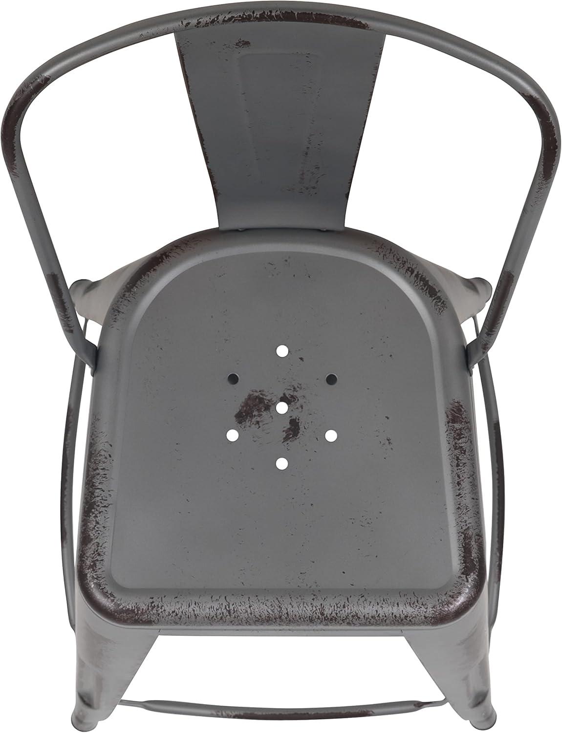image:imageFlash Furniture Commercial Grade 30 High Black Metal IndoorOutdoor Barstool with Removable BackSilver Gray
