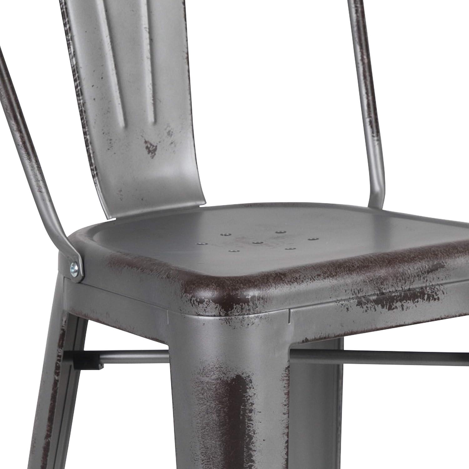 image:imageFlash Furniture Commercial Grade 30 High Black Metal IndoorOutdoor Barstool with Removable BackSilver Gray