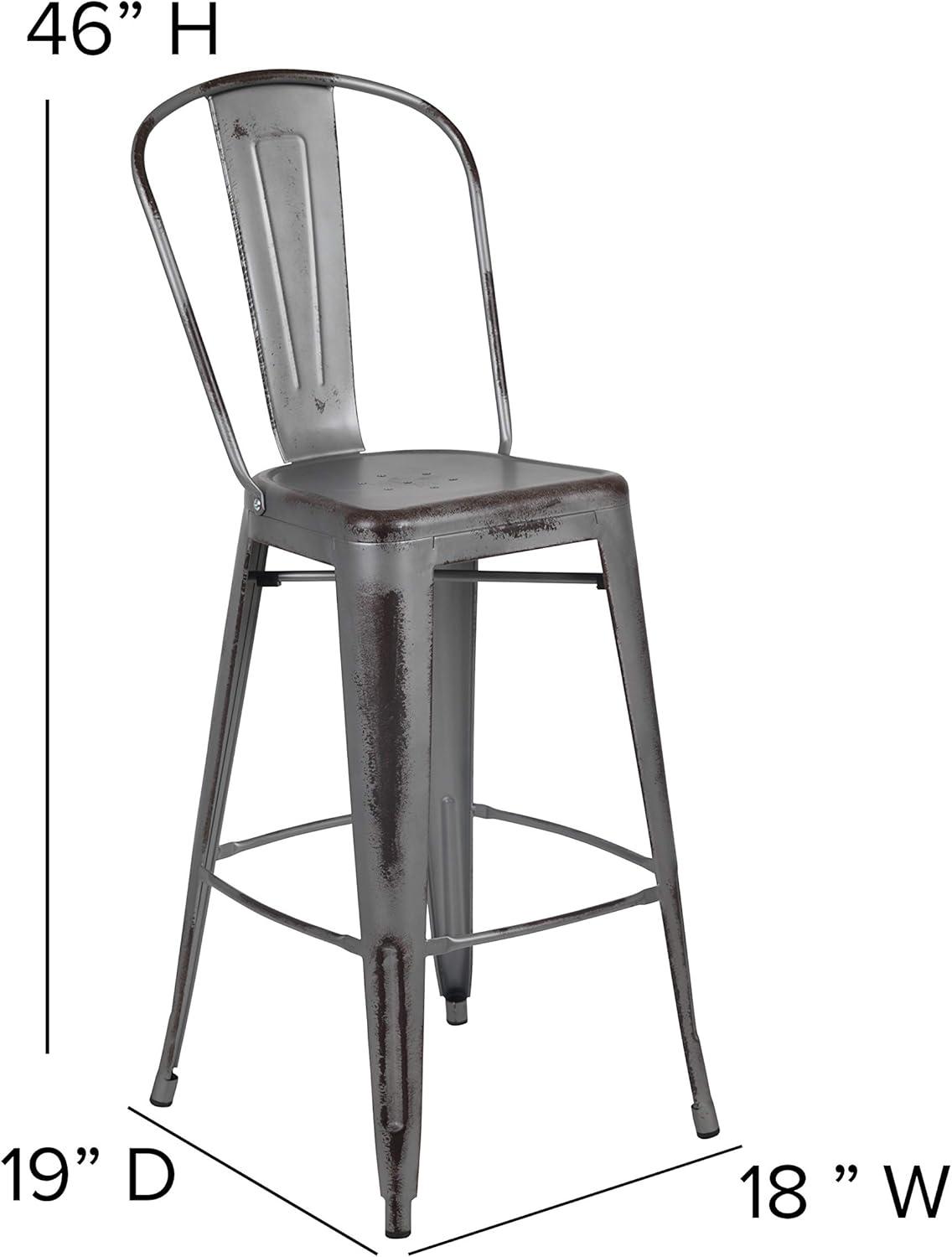 image:imageFlash Furniture Commercial Grade 30 High Black Metal IndoorOutdoor Barstool with Removable BackSilver Gray