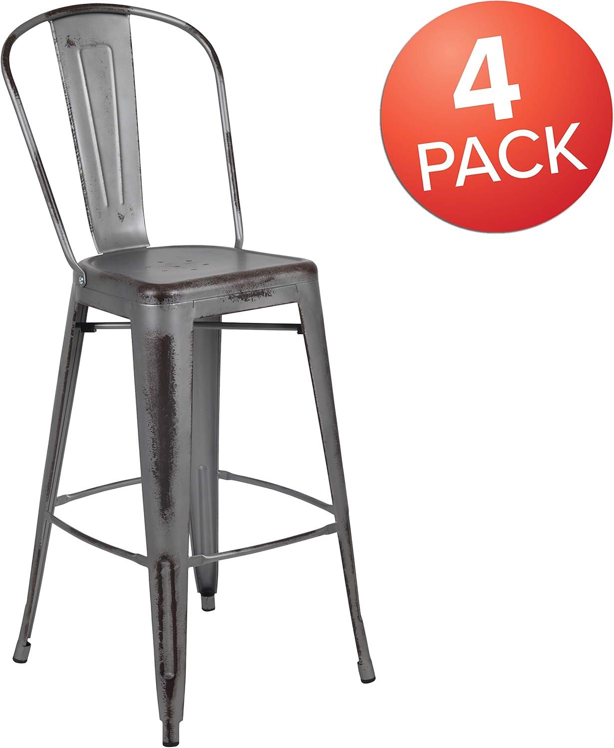 image:imageFlash Furniture Commercial Grade 30 High Black Metal IndoorOutdoor Barstool with Removable BackSilver Gray