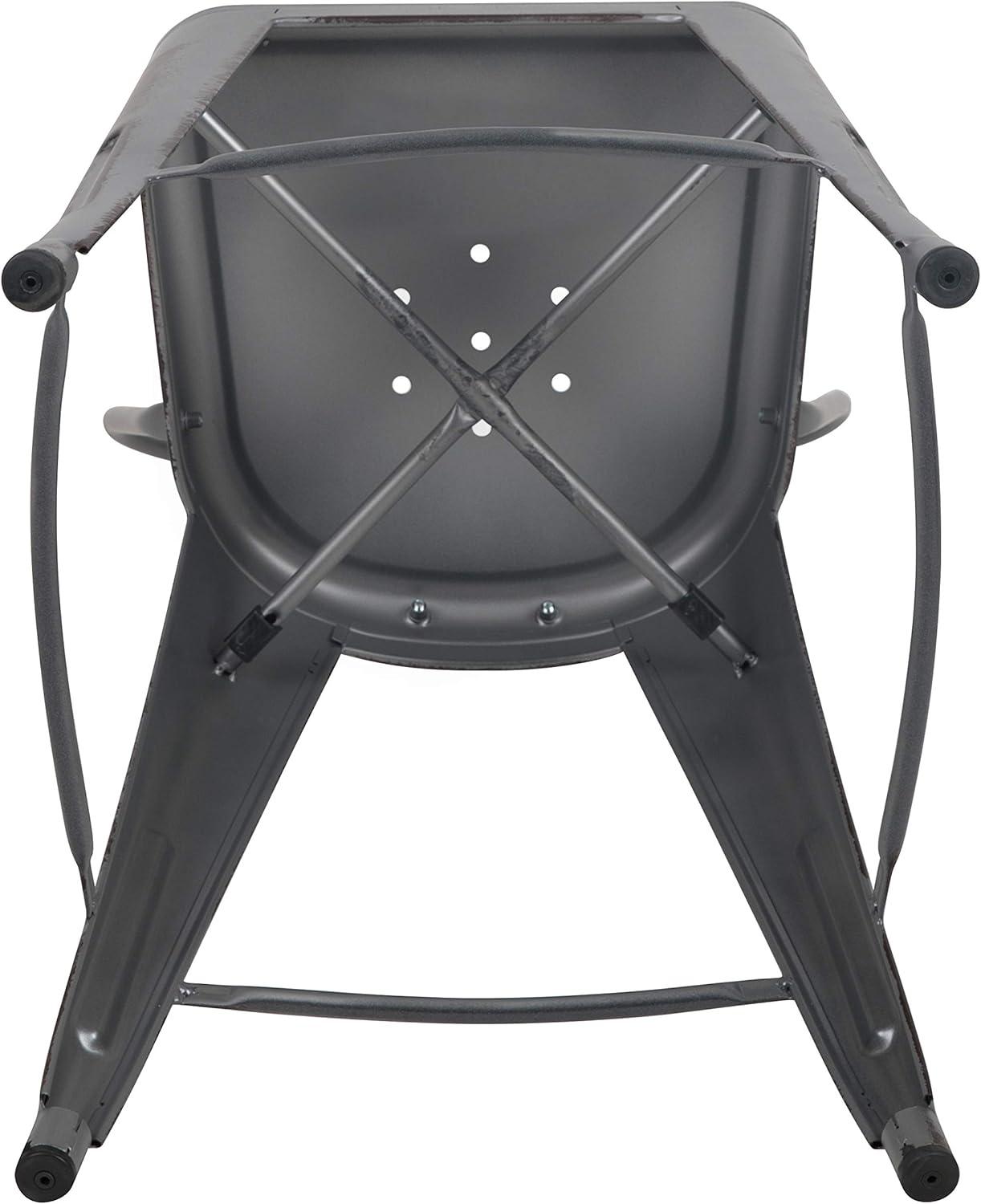 image:imageFlash Furniture Commercial Grade 30 High Black Metal IndoorOutdoor Barstool with Removable BackSilver Gray