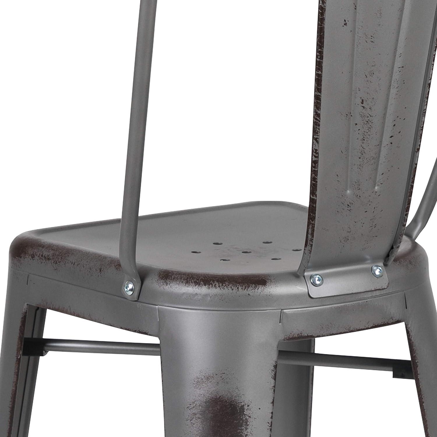image:imageFlash Furniture Commercial Grade 30 High Black Metal IndoorOutdoor Barstool with Removable BackSilver Gray