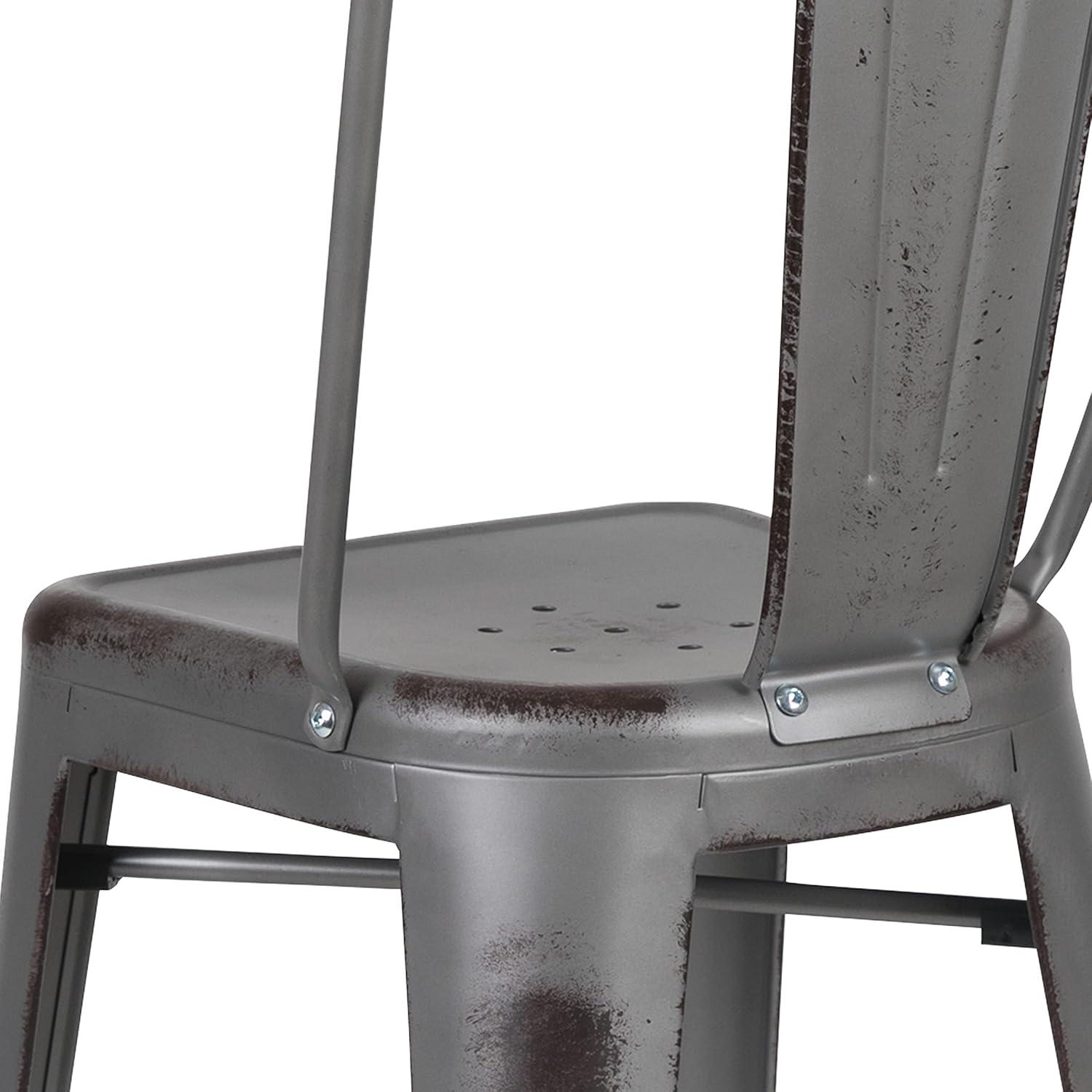image:imageFlash Furniture Commercial Grade 30 High Black Metal IndoorOutdoor Barstool with Removable BackSilver Gray