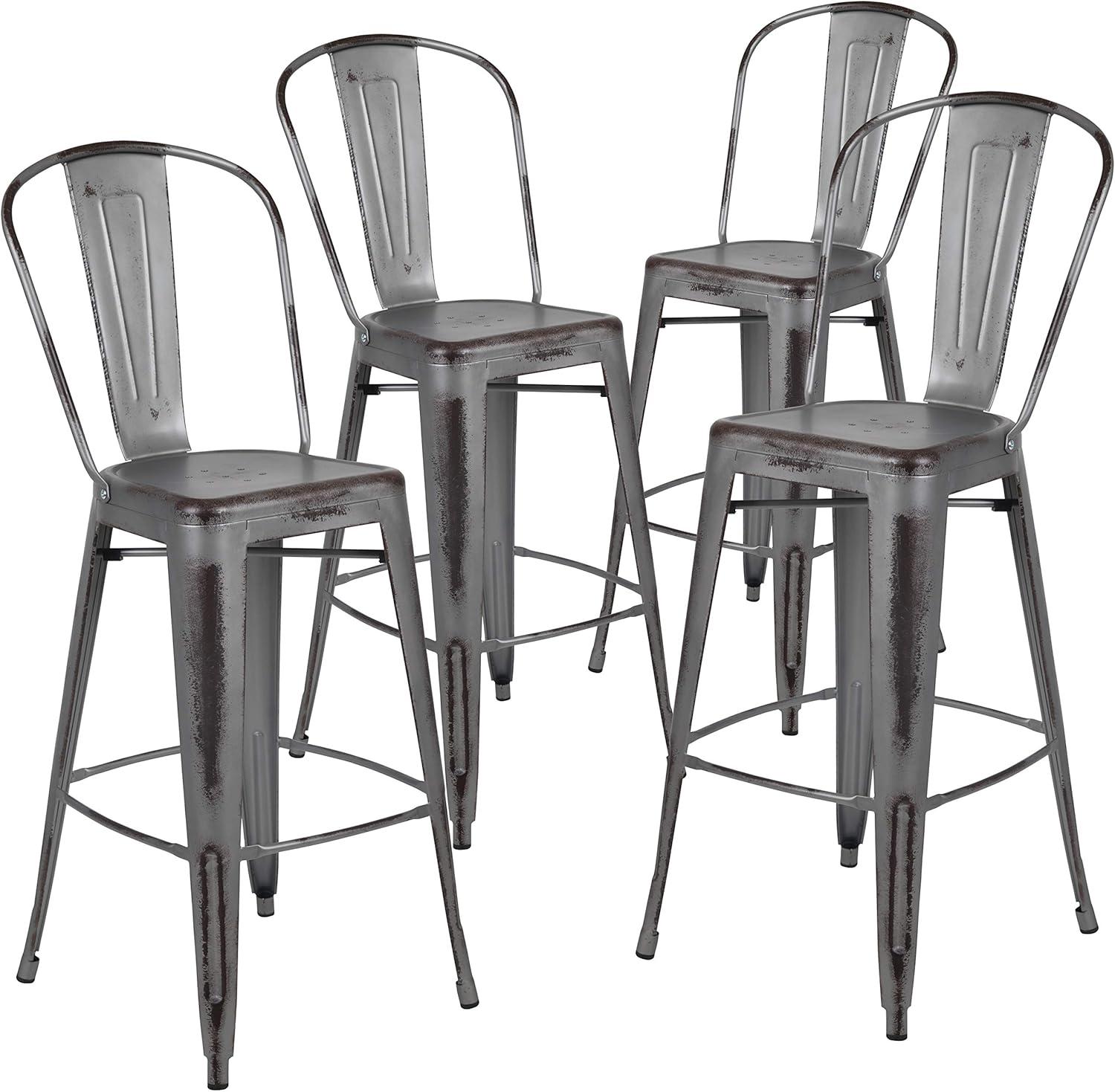 image:imageFlash Furniture Commercial Grade 30 High Black Metal IndoorOutdoor Barstool with Removable BackSilver Gray