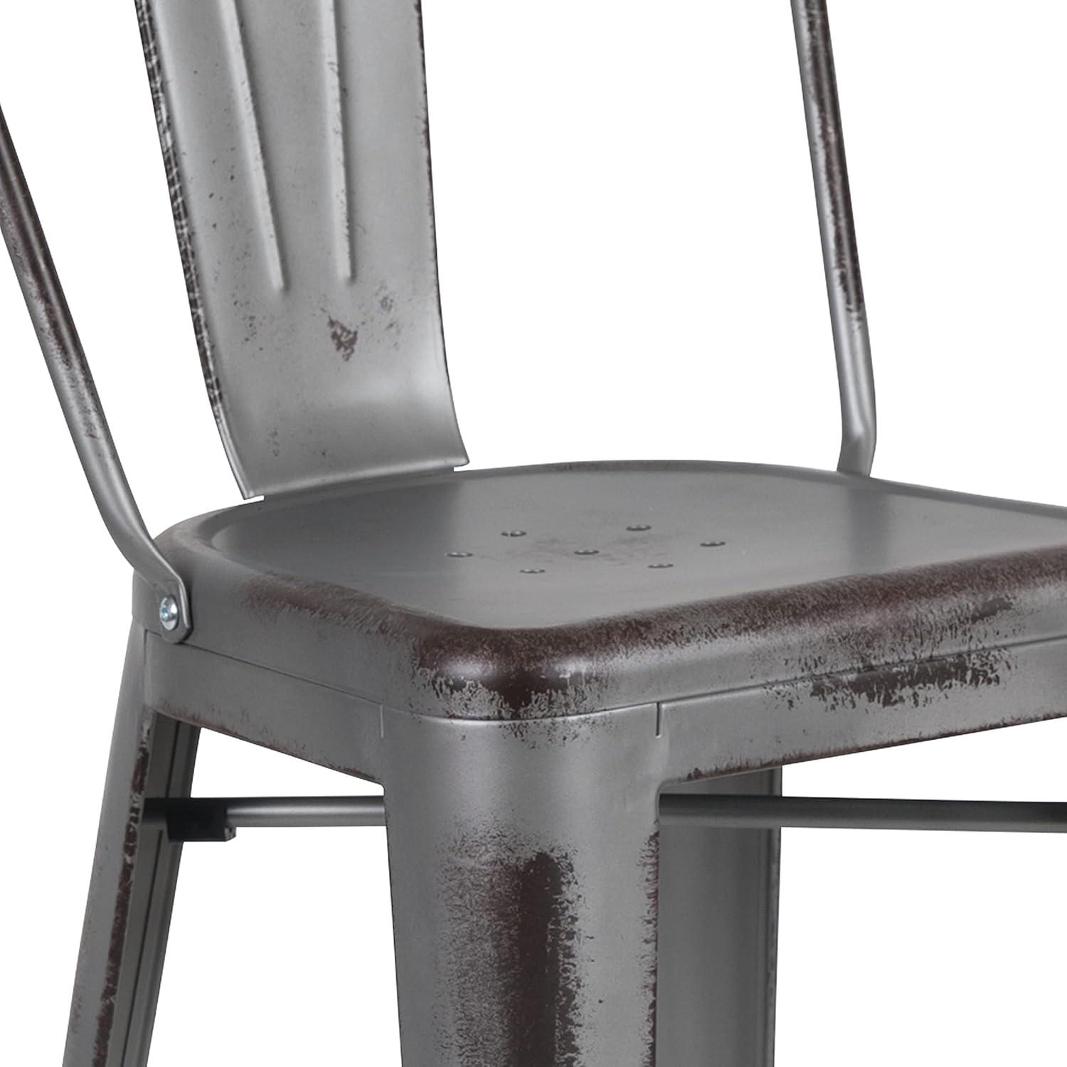image:imageFlash Furniture Commercial Grade 30 High Black Metal IndoorOutdoor Barstool with Removable BackSilver Gray