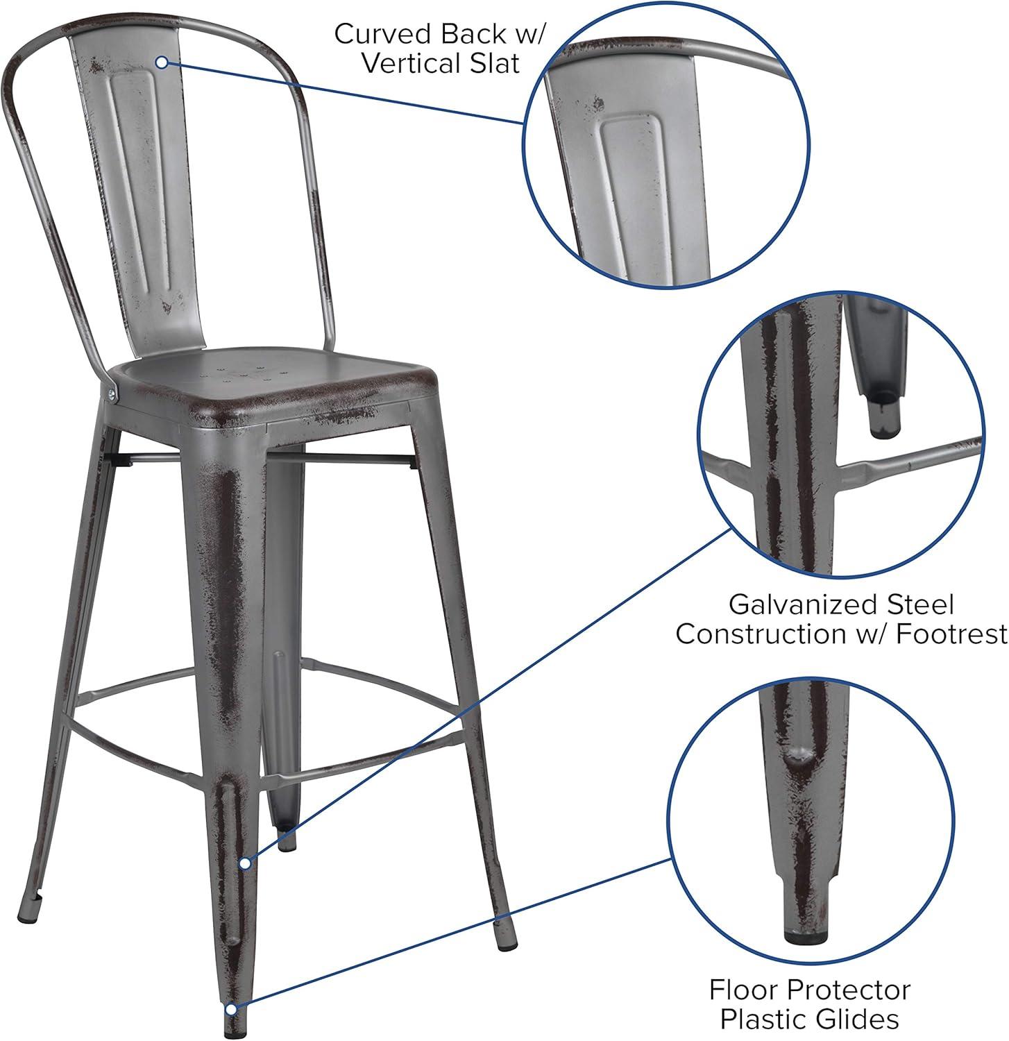 image:imageFlash Furniture Commercial Grade 30 High Black Metal IndoorOutdoor Barstool with Removable BackSilver Gray