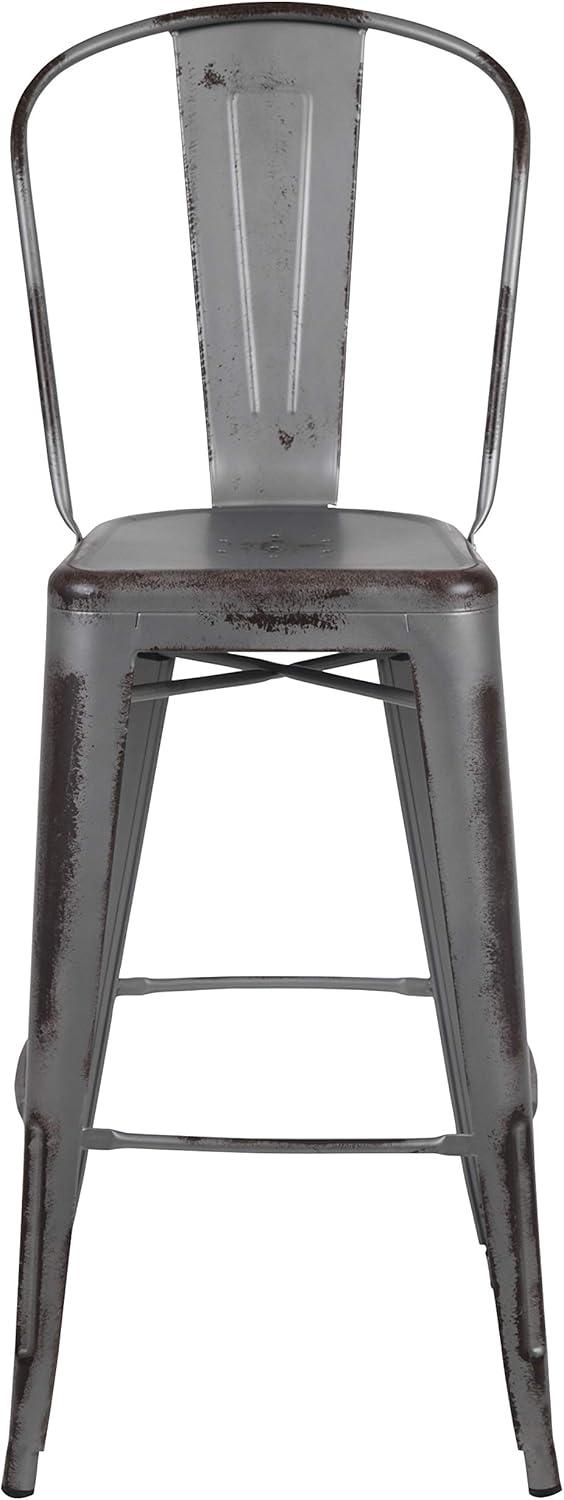 image:imageFlash Furniture Commercial Grade 30 High Black Metal IndoorOutdoor Barstool with Removable BackSilver Gray