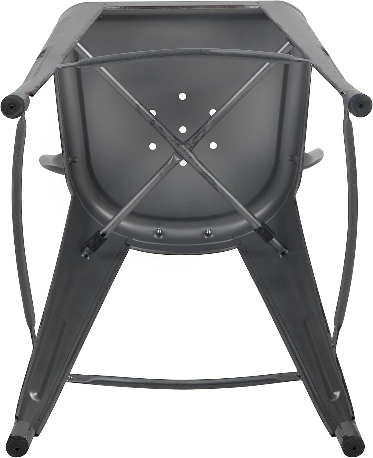 image:imageFlash Furniture Commercial Grade 30 High Black Metal IndoorOutdoor Barstool with Removable BackSilver Gray