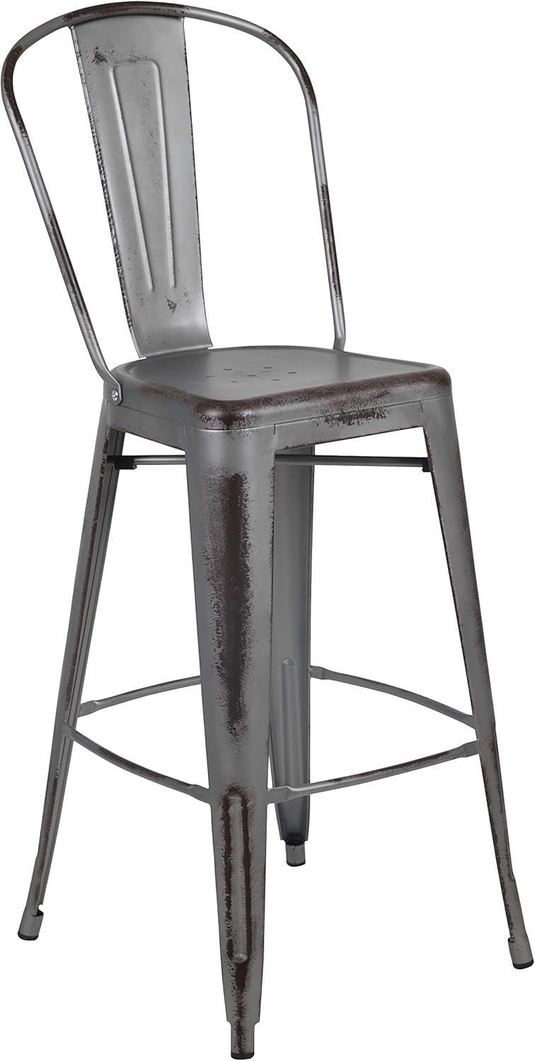 image:imageFlash Furniture Commercial Grade 30 High Black Metal IndoorOutdoor Barstool with Removable BackSilver Gray