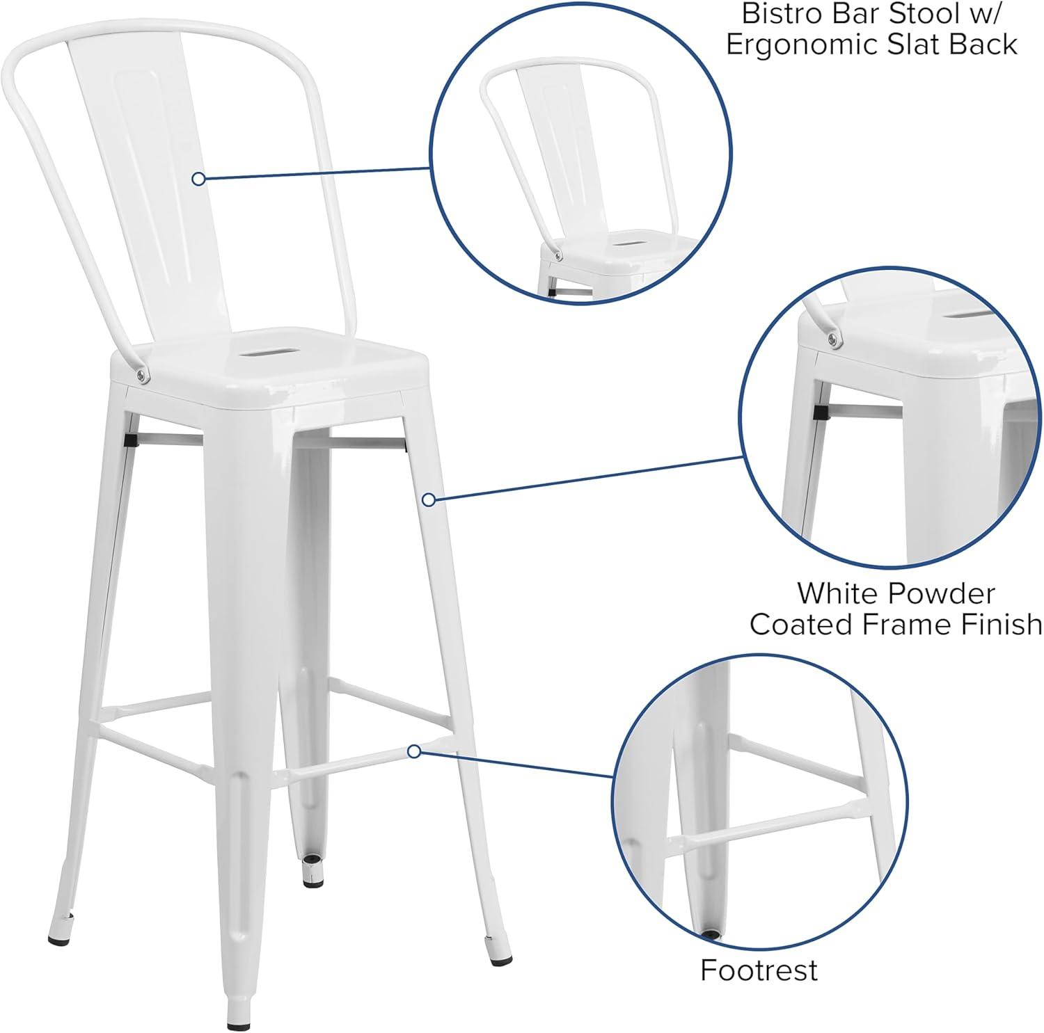 image:imageFlash Furniture Commercial Grade 30 High Black Metal IndoorOutdoor Barstool with Removable BackWhite