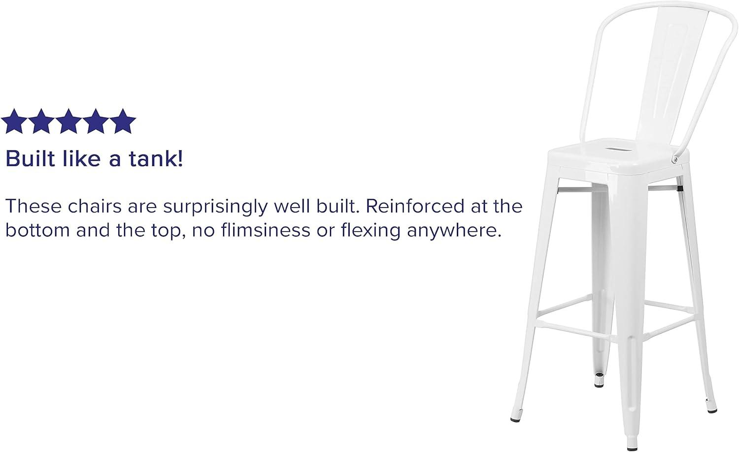 image:imageFlash Furniture Commercial Grade 30 High Black Metal IndoorOutdoor Barstool with Removable BackWhite